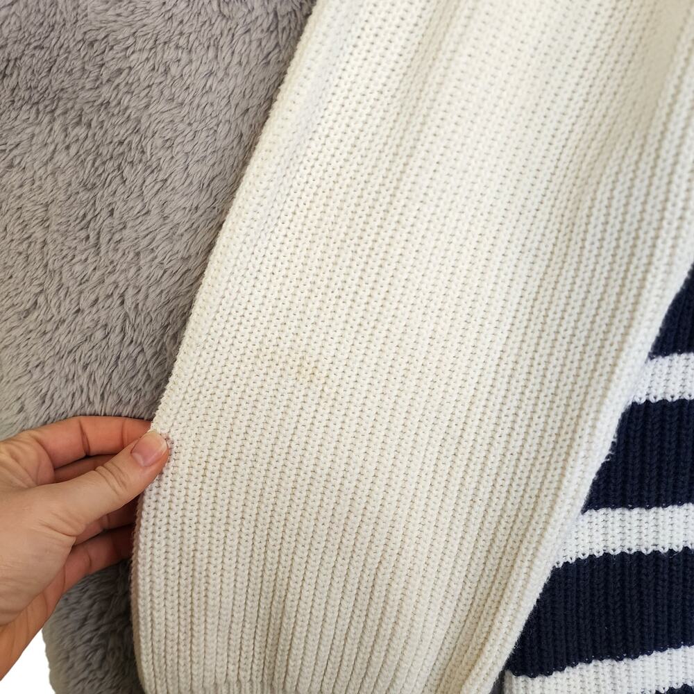 Ulla Popken Womens Sweater Plus Size 24/26 Blue White Nautical Striped Heart - Picture 8 of 13